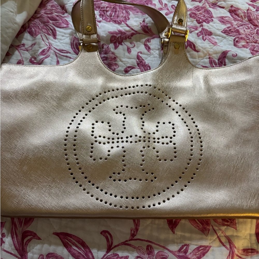 Gold (rose) Designer Tory Burch Tote Bag